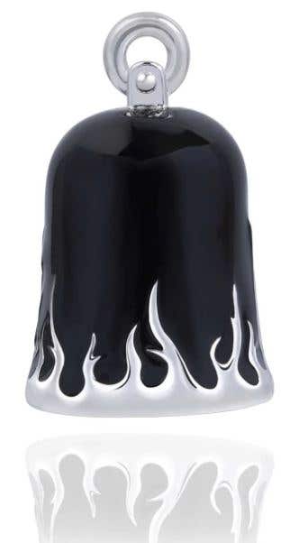 STEEL HORSE JEWELRY BLACK ROAD BELL WITH SILVER FLAMES
