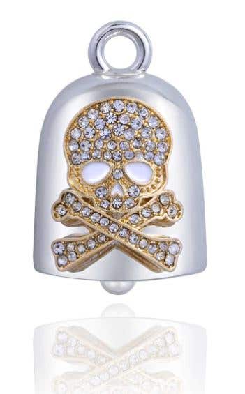 STEEL HORSE JEWELRY BLING SKULL & CROSSBONES GOLD ROAD BELL