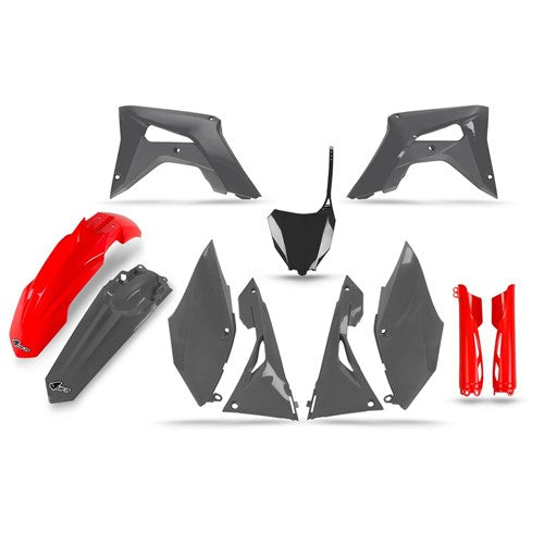 UFO HONDA PLASTICS KIT SE/LE CRF250R 18-21/450R 17-20 RED/GRY (INCL. FORK SLIDERS)