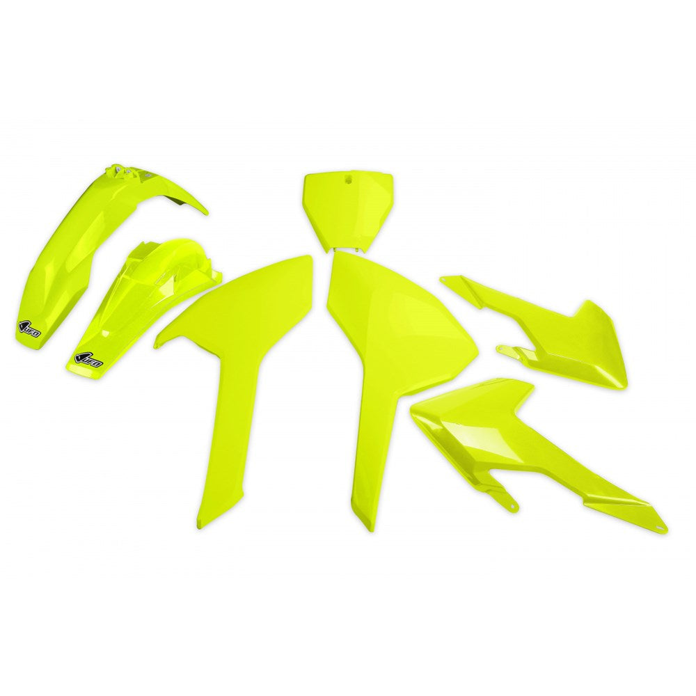 UFO HUSQVARNA PLASTICS KIT TC/FC125-250-350-450 16-18 (FLU YEL) NO TC250 16 (WILL BECOME HUKIT616FEDFLU) 