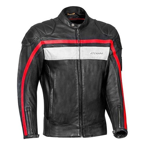 IXON PIONEER LEATHER JKT BLK/WHT/RED (SM)