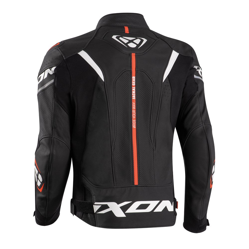 IXON JACKAL LEATHER JKT BLK/WHT/RED (XL)