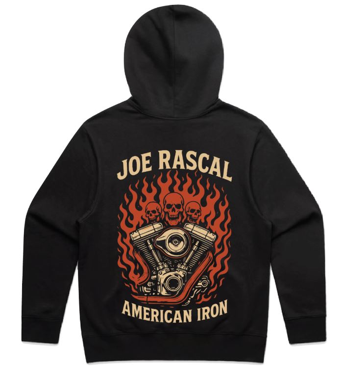 Joe Rascal Logo Url Joe Rascal Holdings JOE RASCAL AMERICAN IRON HOODIE – Joe Rascal Harley