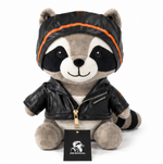 Joe Rascal Raccoon Toy – 12" Plush Teddy with Leather Jacket & Cap