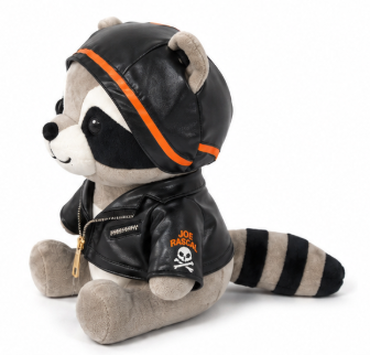 Joe Rascal Raccoon Toy – 12" Plush Teddy with Leather Jacket & Cap