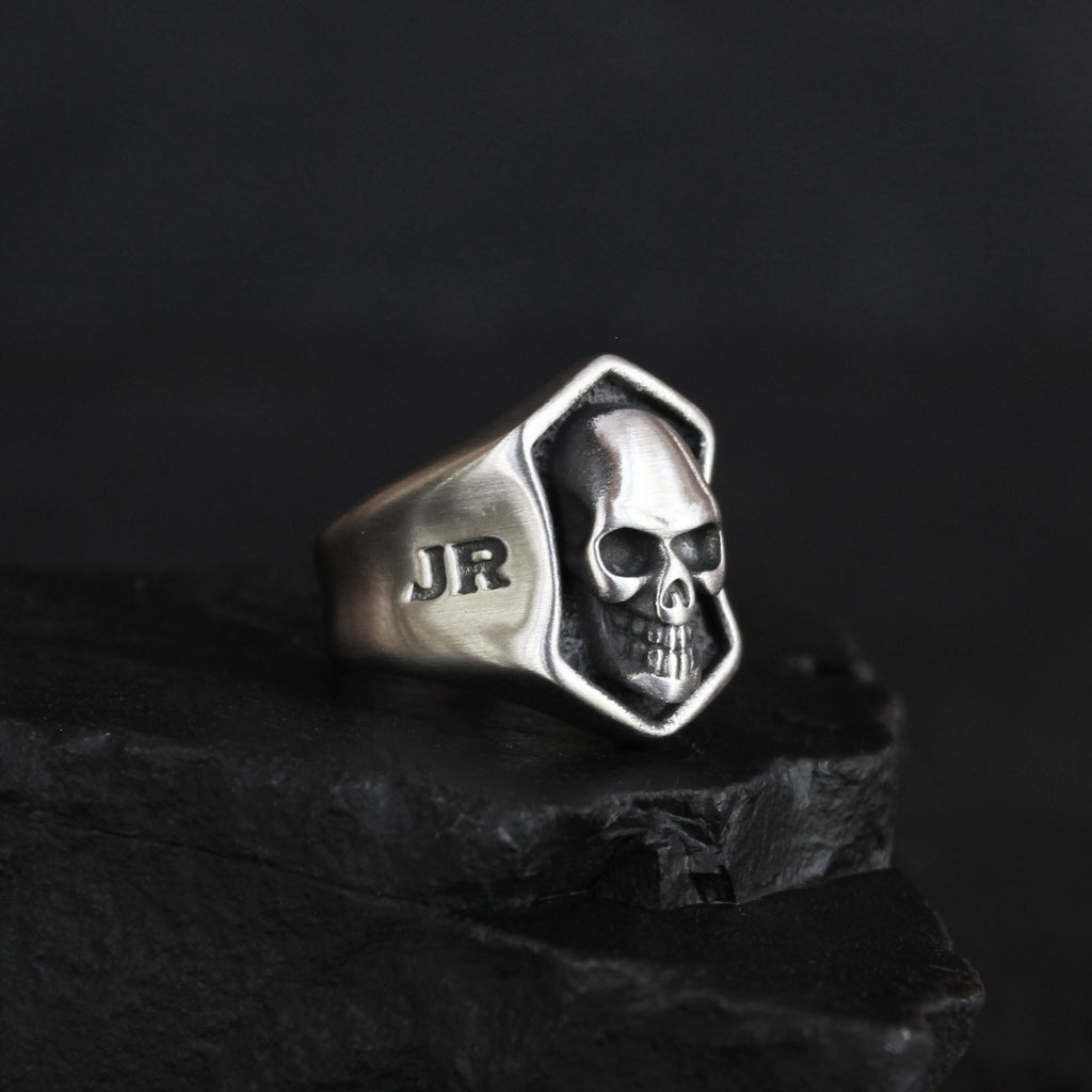Johnny Reb Skull Shield Ring - Silver - product image 1