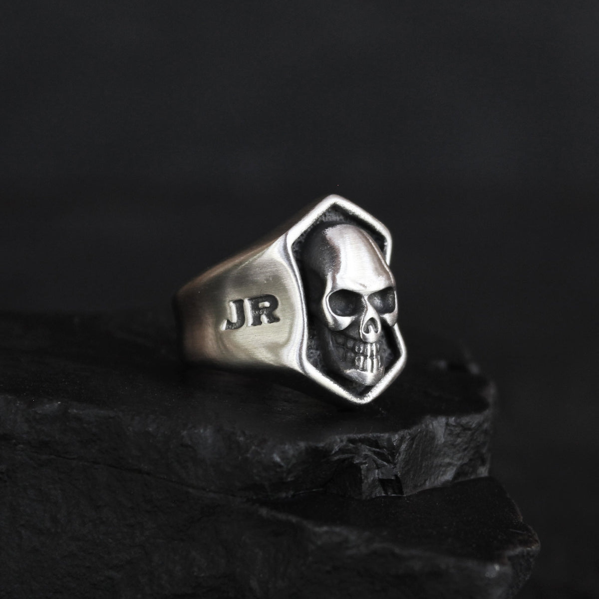 Johnny Reb Skull Shield Ring - Silver - product image 1