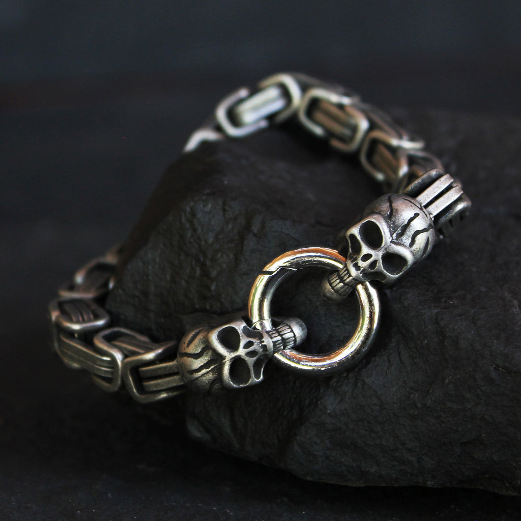 Johnny Reb Skull Chain Bracelet - Silver - product image 1