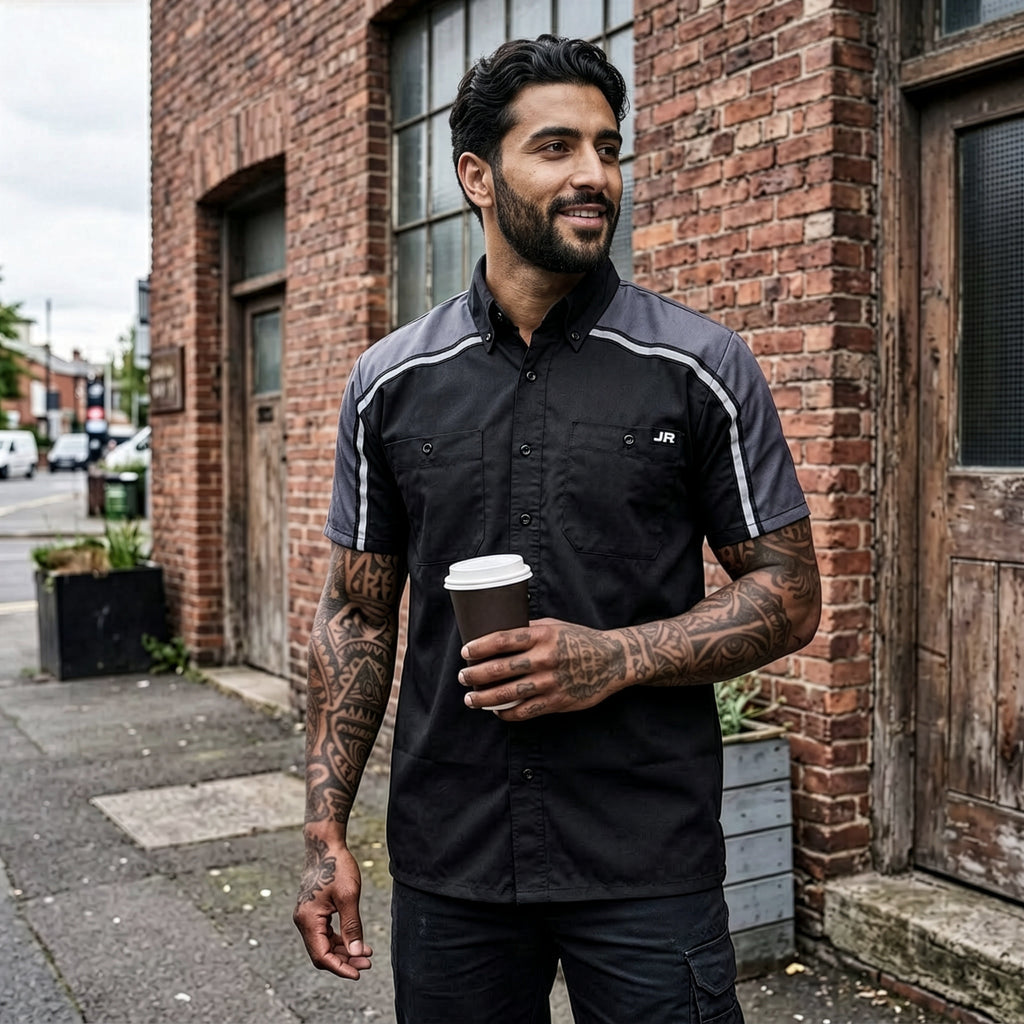 Johnny Reb Men's Mechanic Shirt - Black/Charcoal - product image 2