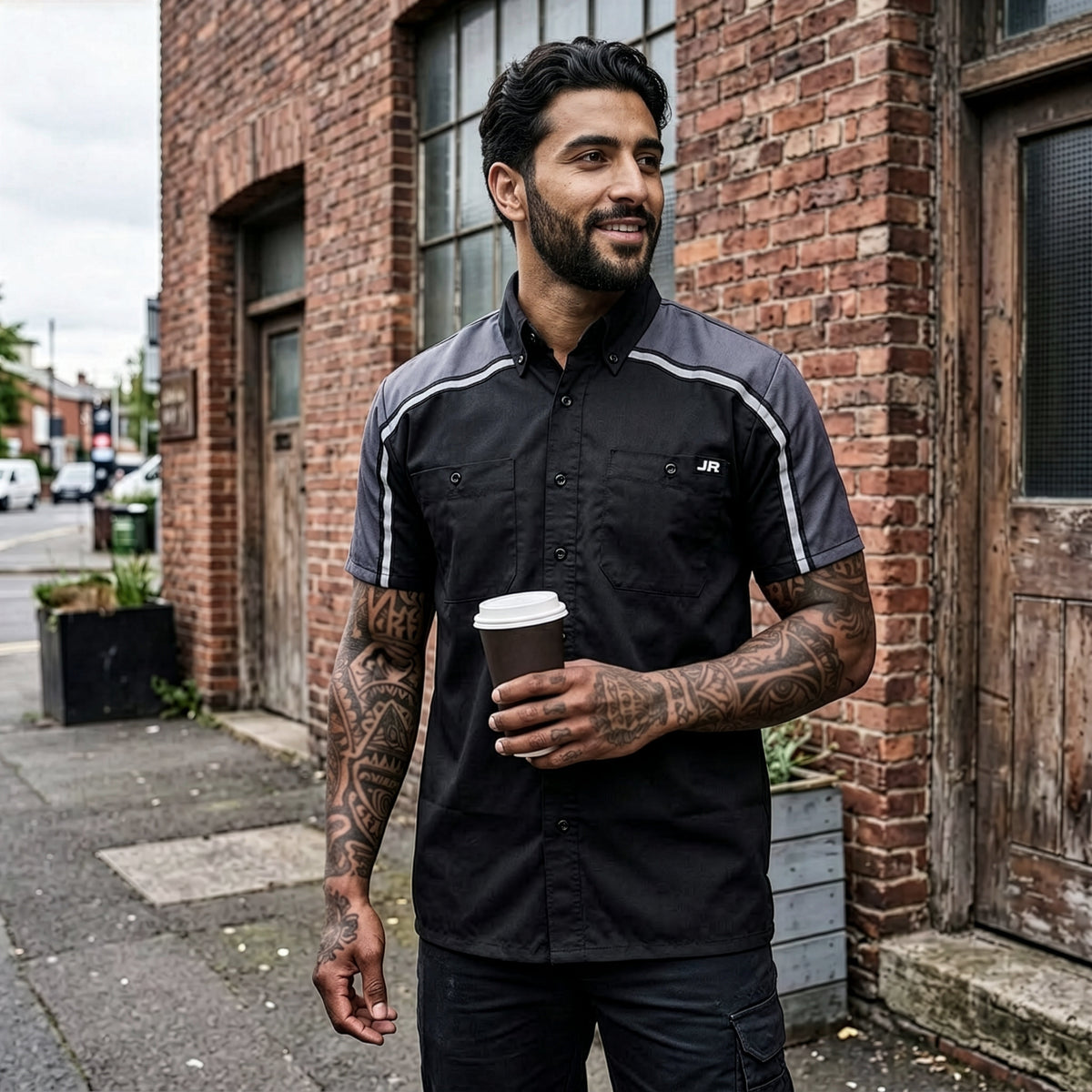 Johnny Reb Men's Mechanic Shirt - Black/Charcoal - product image 2