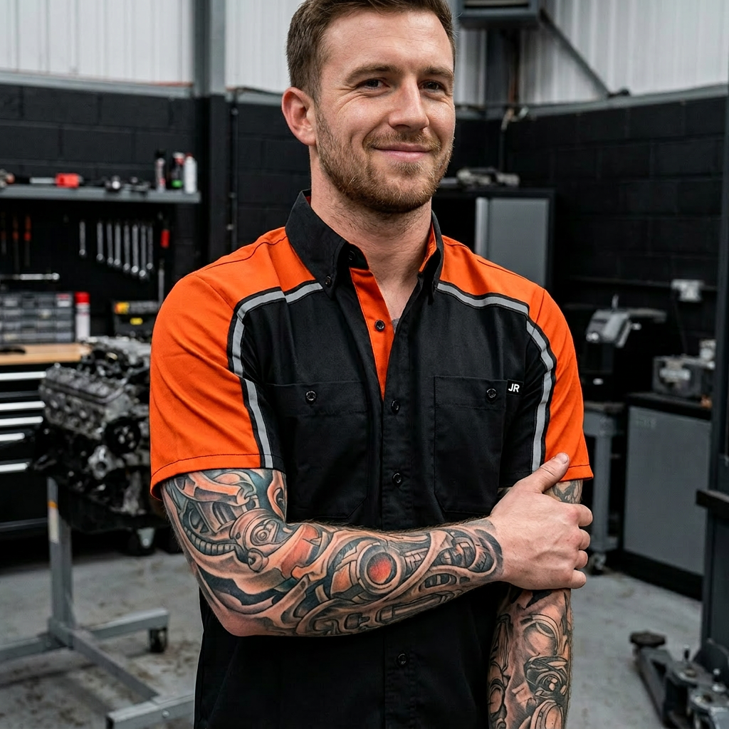 Johnny Reb Men's Mechanic Shirt - Black/Orange - product image 2