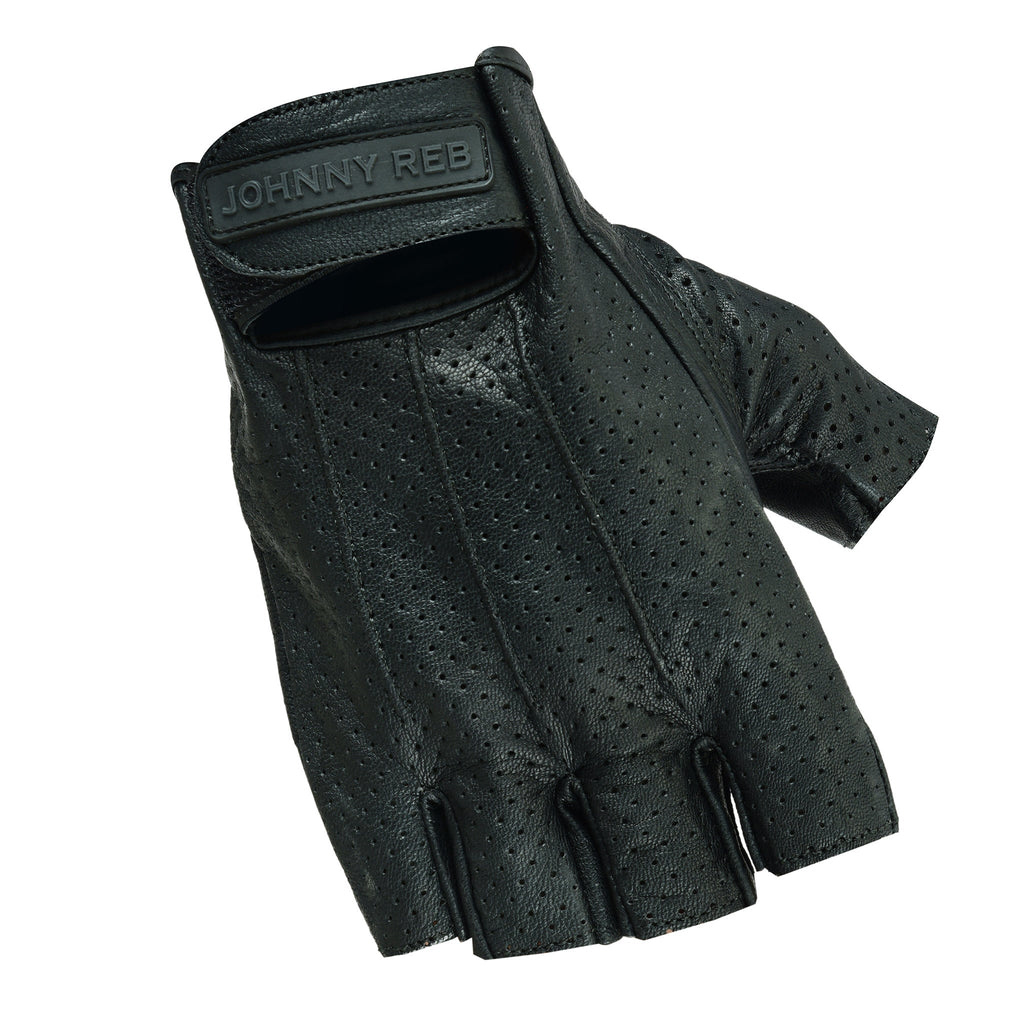 Johnny Reb Sandover Perforated Fingerless Gloves - Black Leather - product image 4