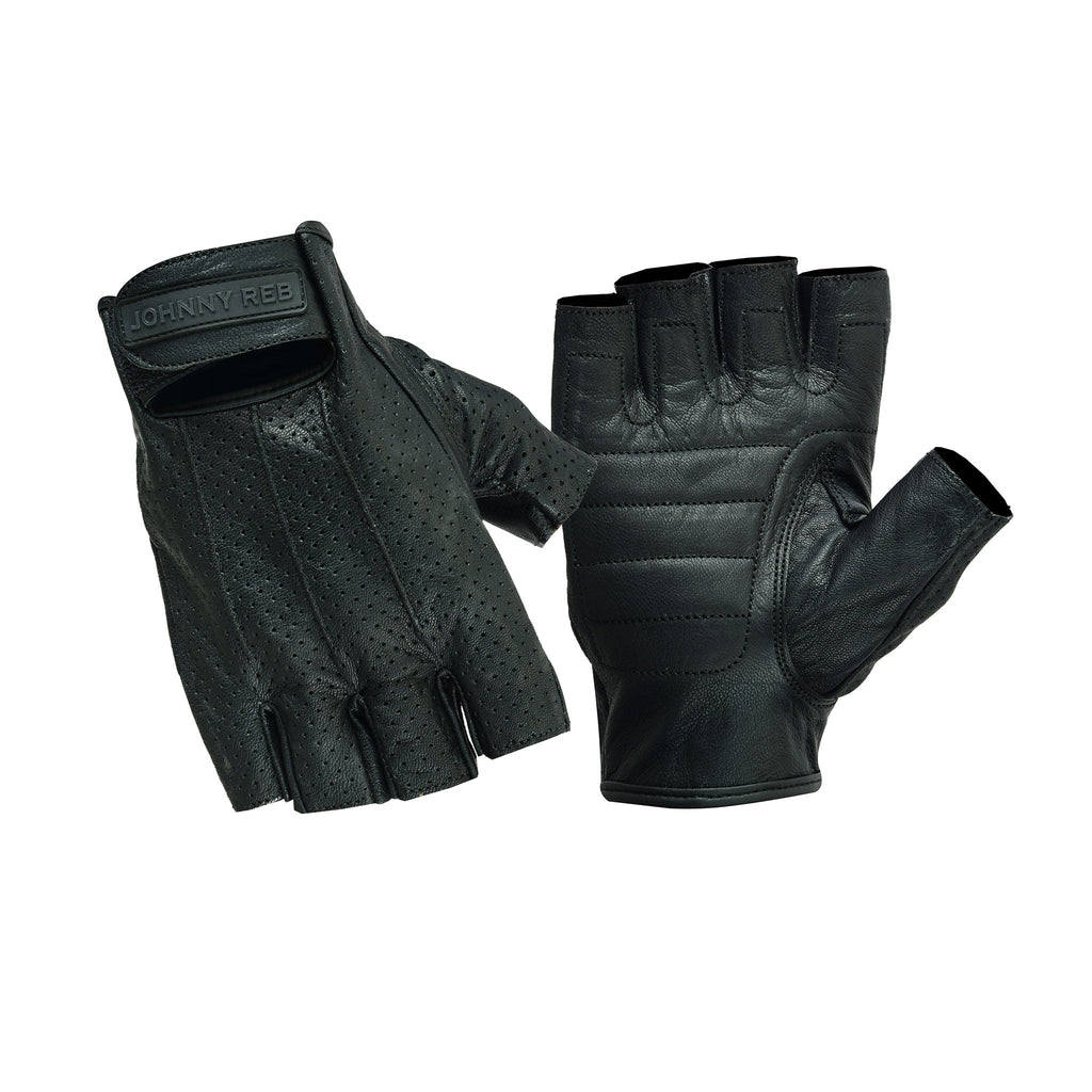 Johnny Reb Sandover Perforated Fingerless Gloves - Black Leather - product image 1