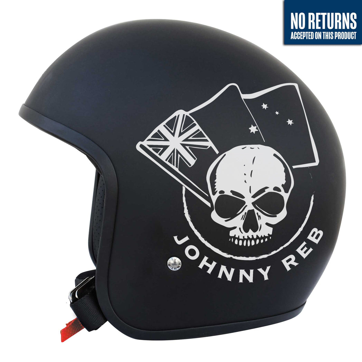 Johnny Reb Burke Aussie Skull Open Face Helmet - Black/White - product image 6