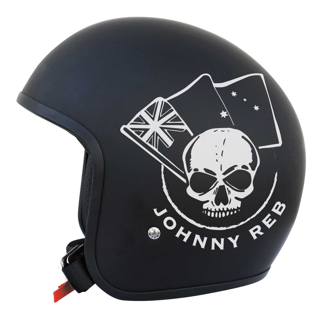 Johnny Reb Burke Aussie Skull Open Face Helmet - Black/White - product image 1