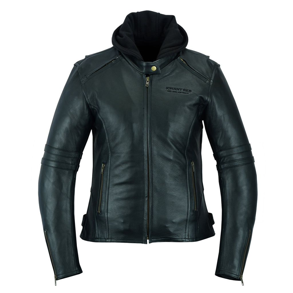 Johnny Reb Women's Hawkesbury Leather Jacket | Removable Hood - Black Leather - product image 1