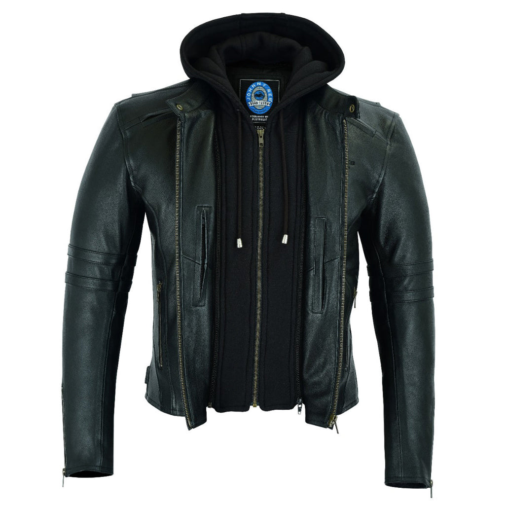 Johnny Reb Men's Hawkesbury Leather Jacket | Removable Hood