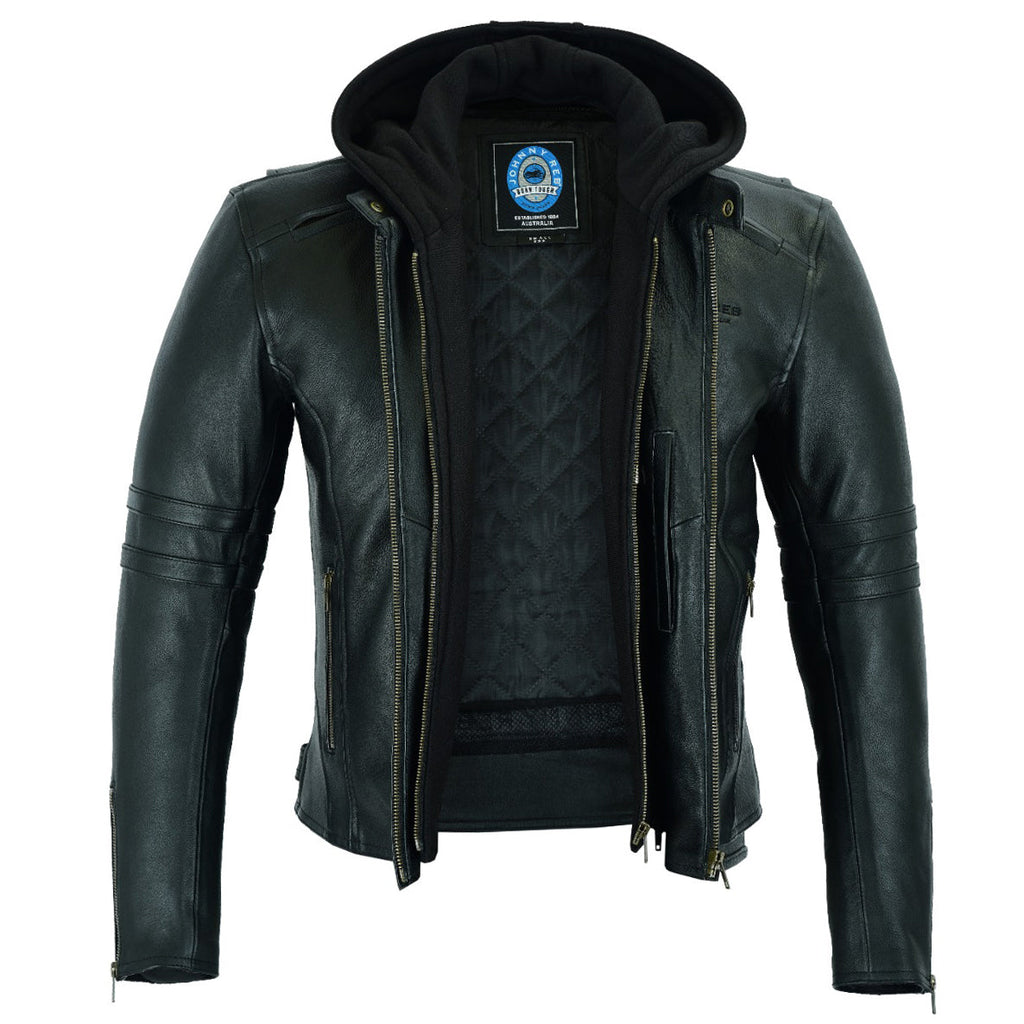 Johnny Reb Men's Hawkesbury Leather Jacket | Removable Hood