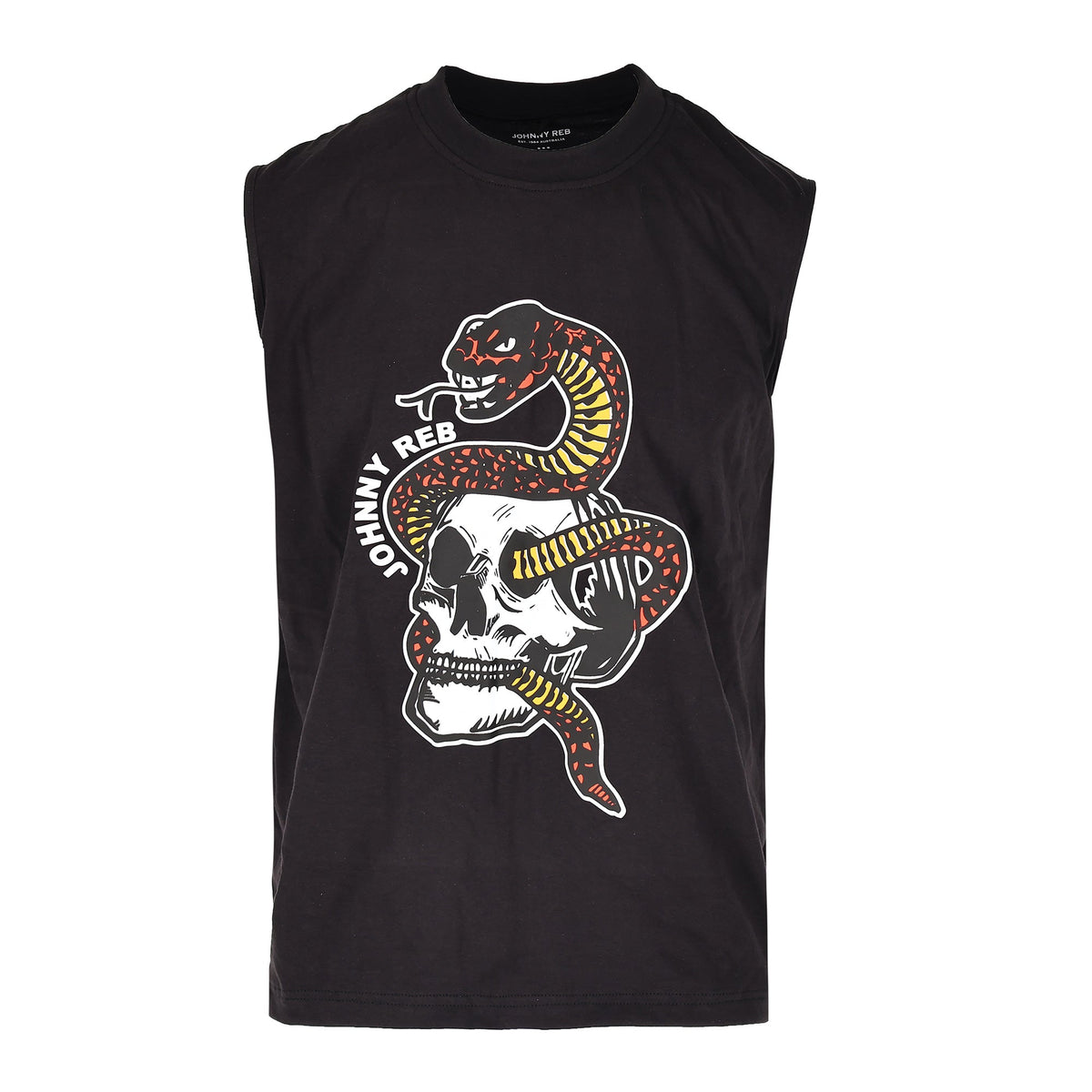 Johnny Reb Snake & Skull Muscle T-Shirt - Red - product image 1