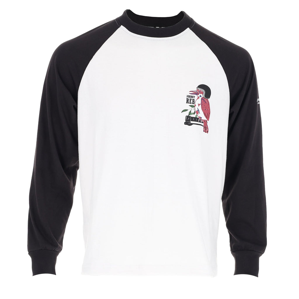 Johnny Reb Riding Kookaburra Long Sleeve T-Shirt - White/Blk - product image 1