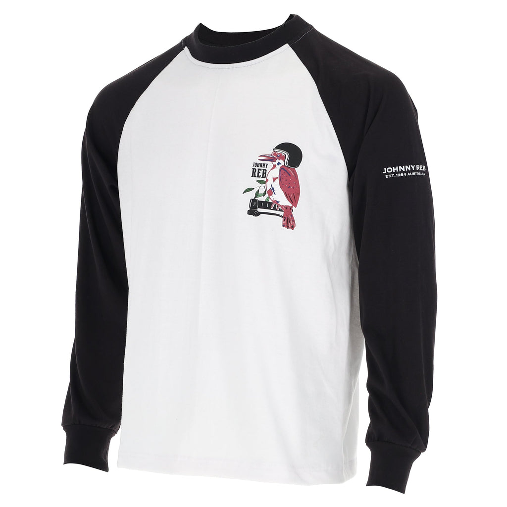 Johnny Reb Riding Kookaburra Long Sleeve T-Shirt - White/Blk - product image 3