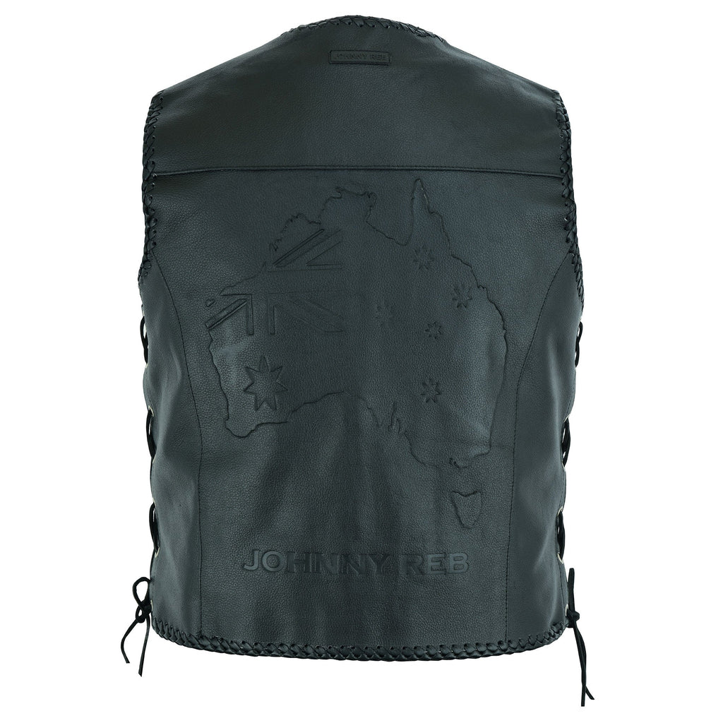 Johnny Reb Men's Aussie Flag Leather Vest