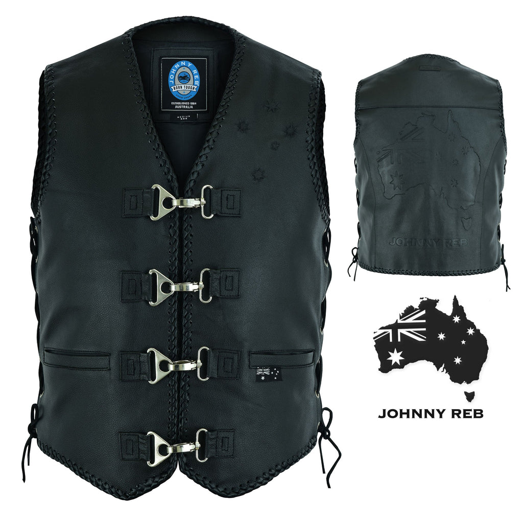 Johnny Reb Men's Aussie Flag Leather Vest
