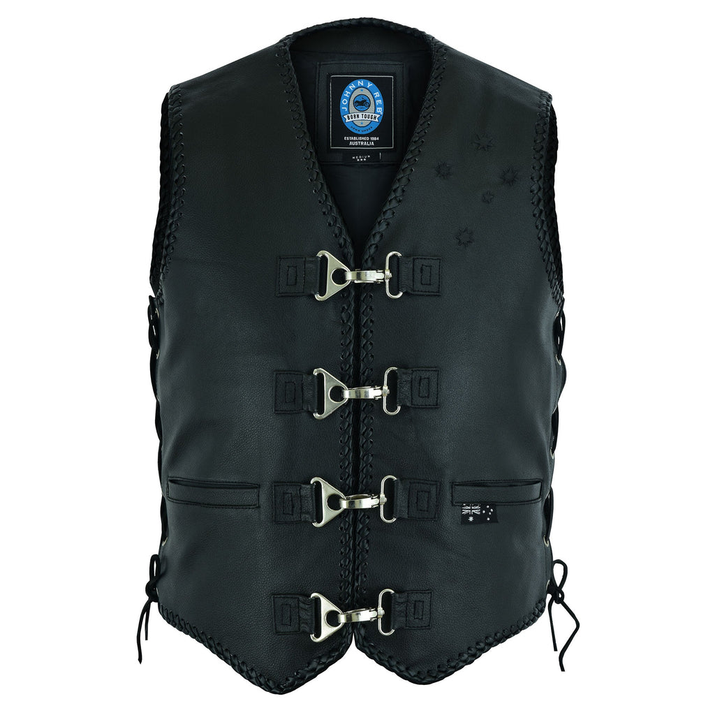 Johnny Reb Men's Aussie Flag Leather Vest