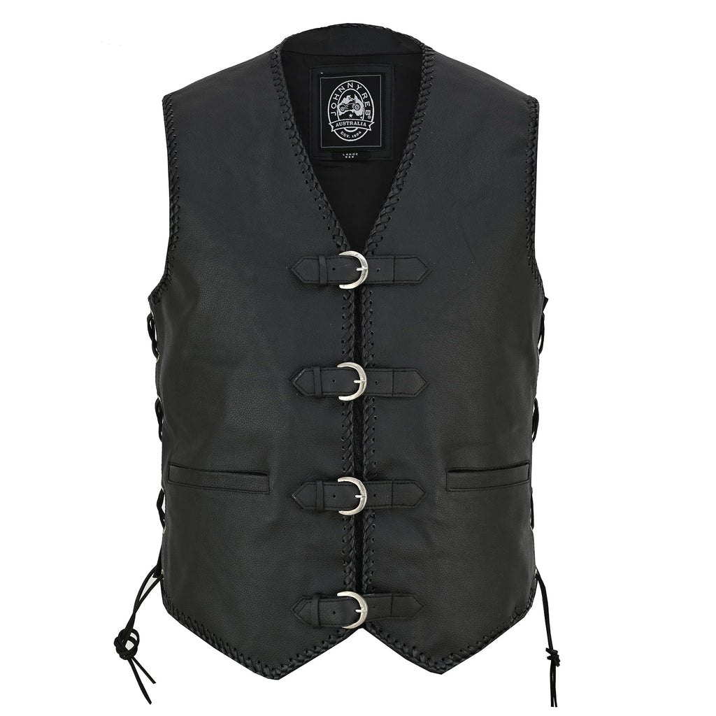 Johnny Reb Snowy Leather Vest - Black - product image 1
