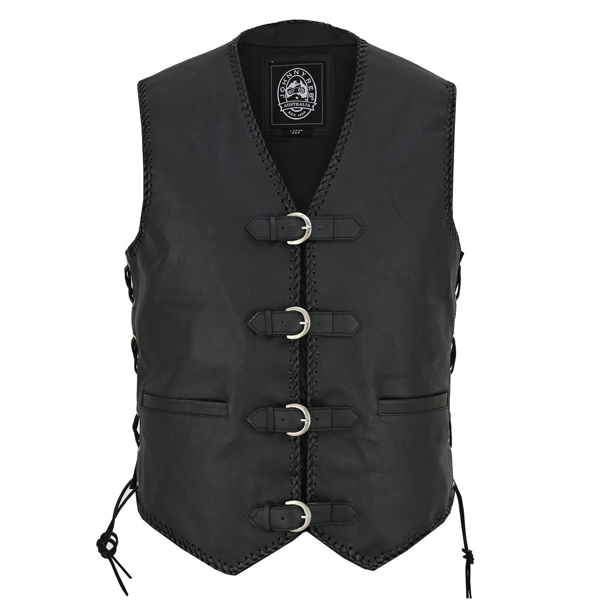 Johnny Reb Snowy Leather Vest - Black - product image 1