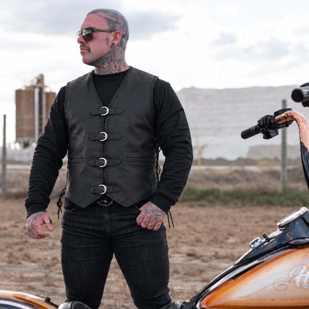 Johnny Reb Snowy Leather Vest - Black - product image 2