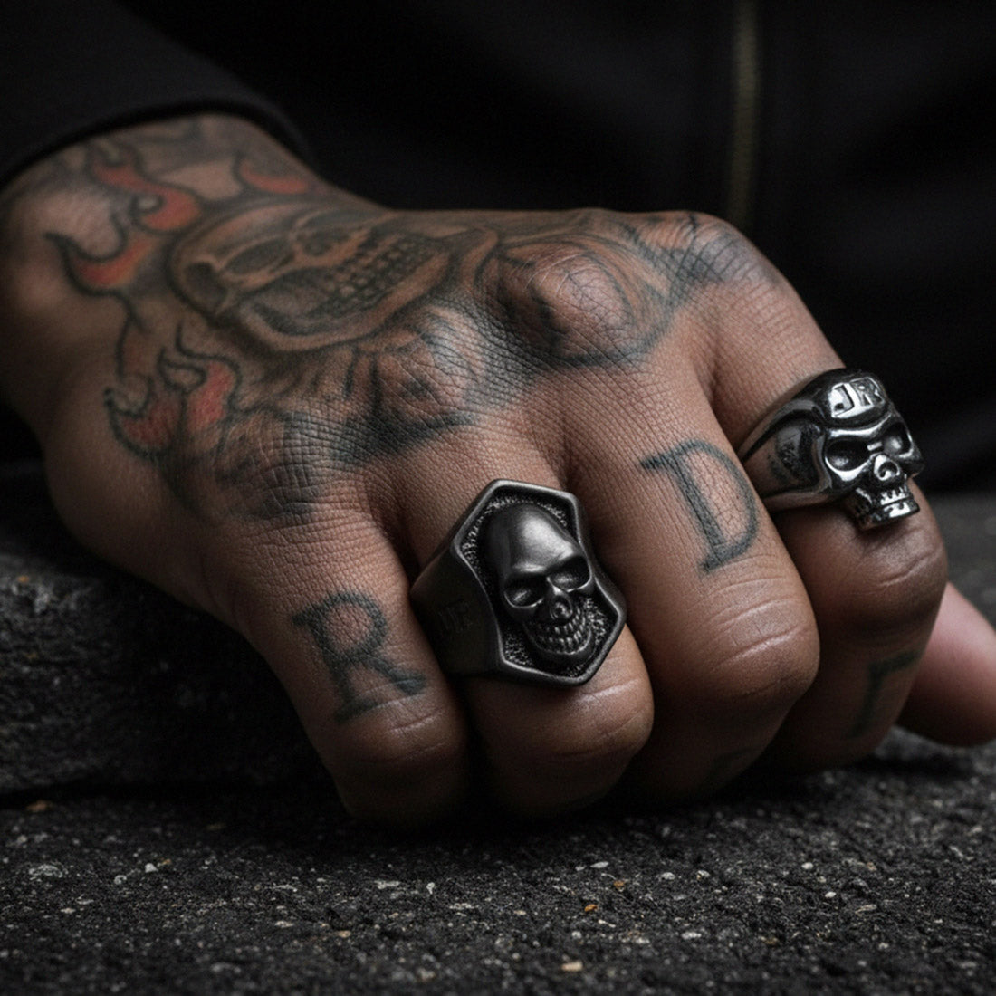 Johnny Reb Skull Shield Ring - Black - product image 2