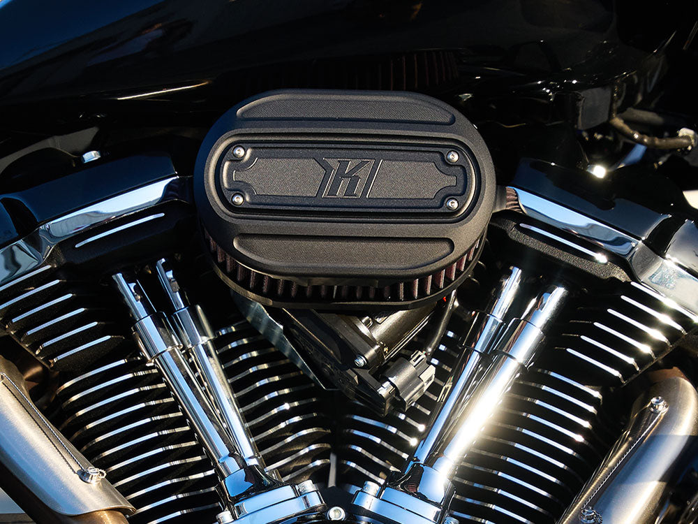 Oval Air Cleaner Kit - Black. Fits CVO Touring 2023up, Street Glide & Road Glide 2024up, Touring 2025up & Softail 2025up - Kodlin
