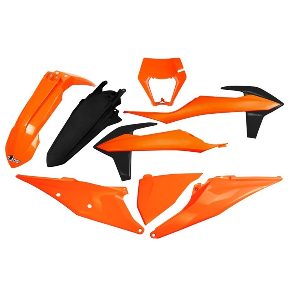 UFO PLASTICS KITS WITH HEADLIGHT SHROUD KTM EXC 20-23 BLK (USE KTKIT527FE001)