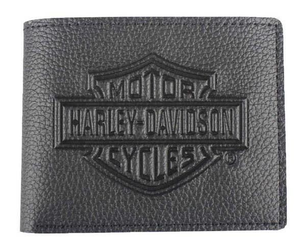 HARLEY-DAVIDSON EMBOSSED B&S LOGO LEATHER BILLFOLD WALLET