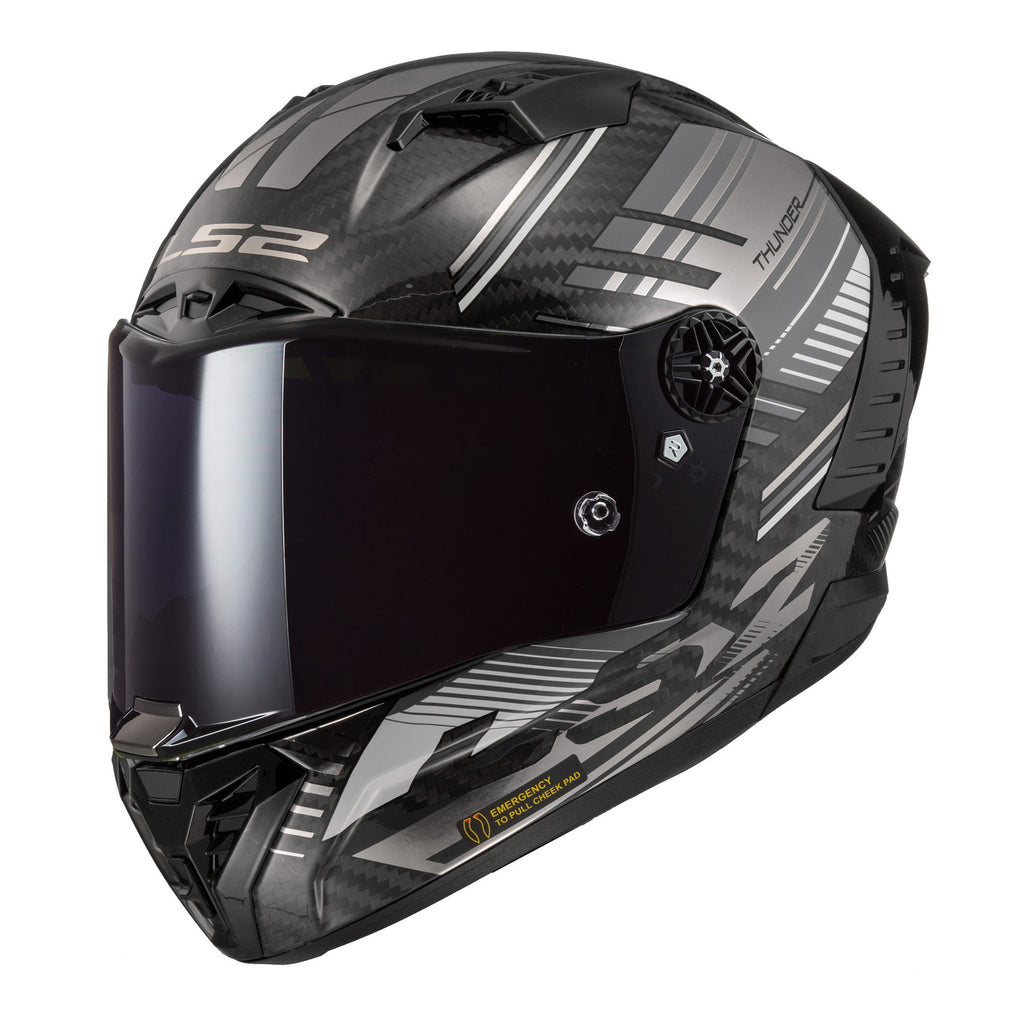 LS2 FF805 Thunder Carbon Volt Helmet - Black / Grey 06