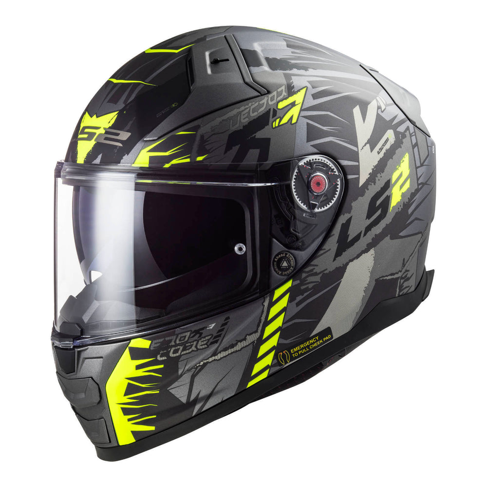 LS2 FF811 Vector II (M) Techbot - Matte Titanium / Hi-Vis Yellow