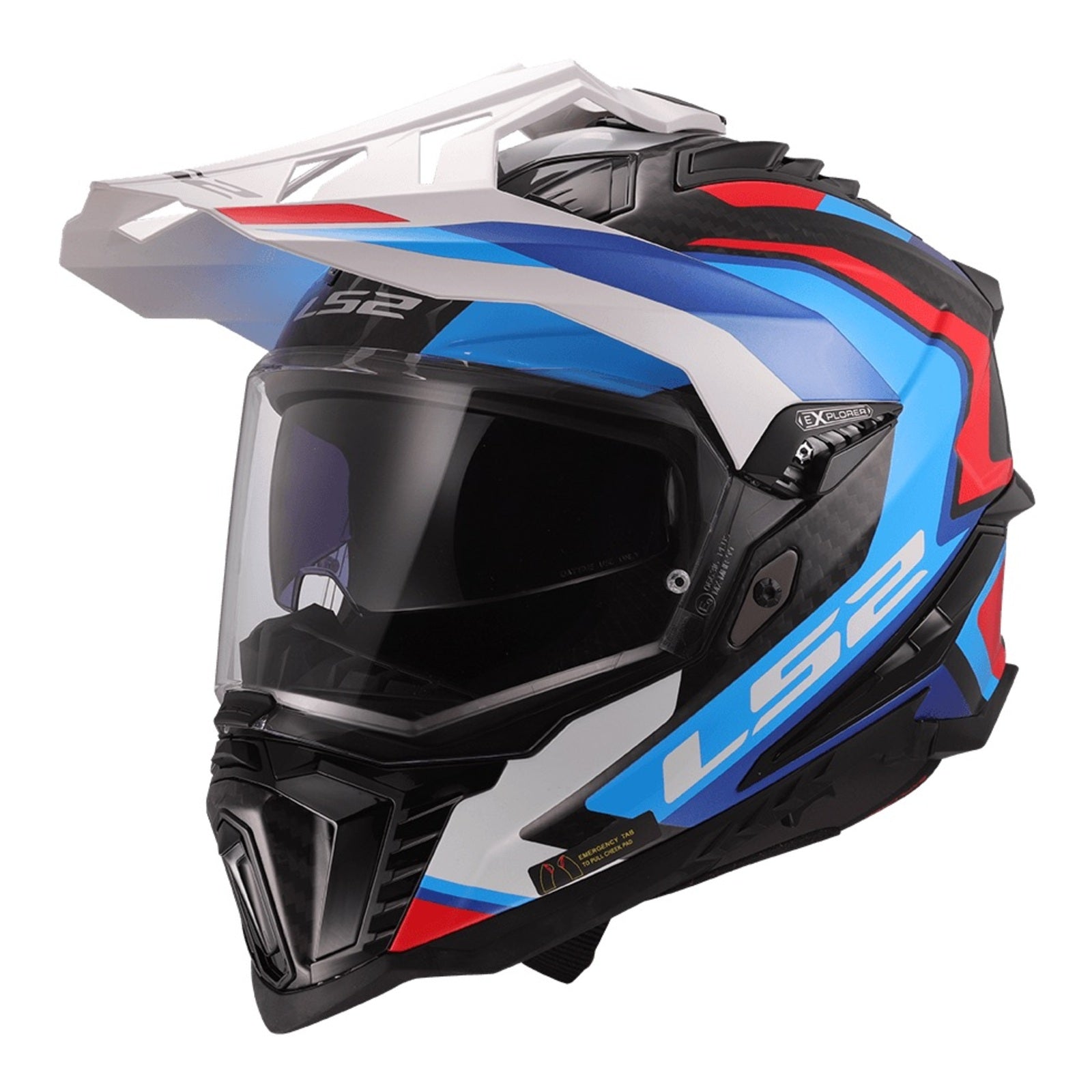 LS2 MX701C Explorer Carbon Frontier II Helmet - White / Blue / Red