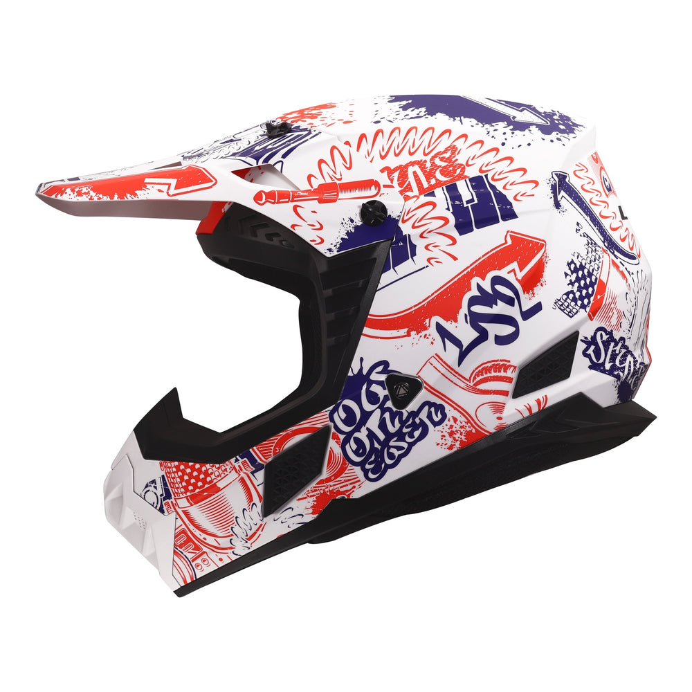 LS2 MX706J COZ Fantasy Junior Helmet - Matte White / Red / Blue 06 (M)