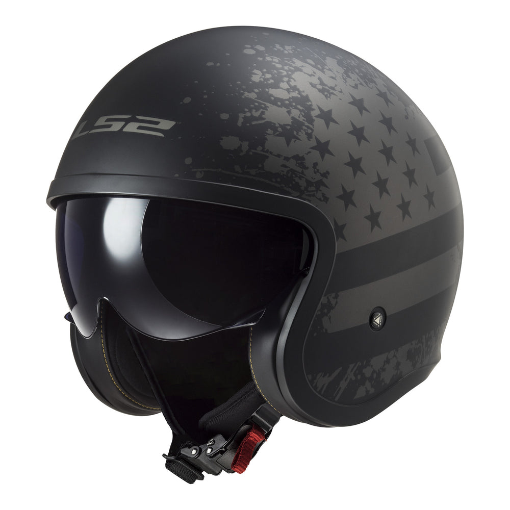 LS2 OF599 Spitfire II (L) - Matte Black Flag Helmet 06