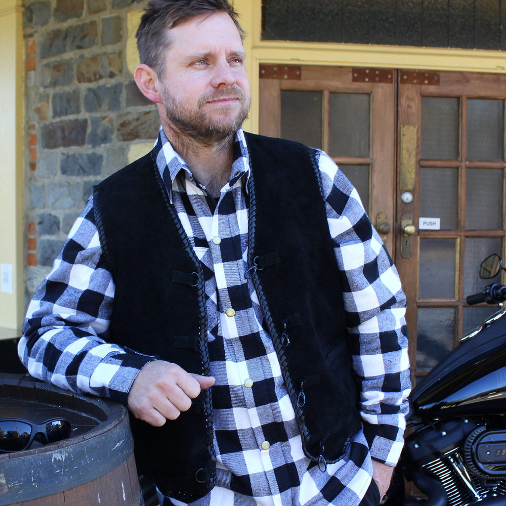 Johnny Reb Men's Lightning Ridge Suede Vest - Black Suede - product image 2