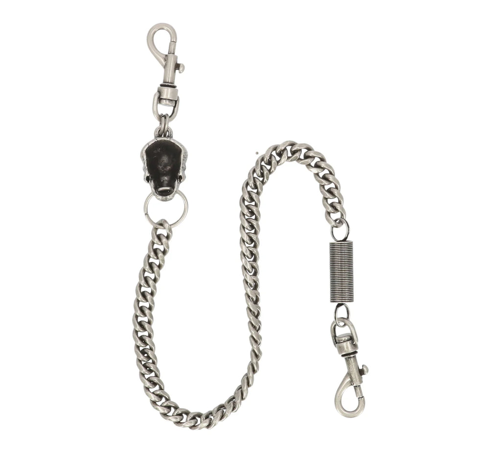 Harley-Davidson Men’s Skull & Spring Wallet Chain – Antique Nickel, 24″