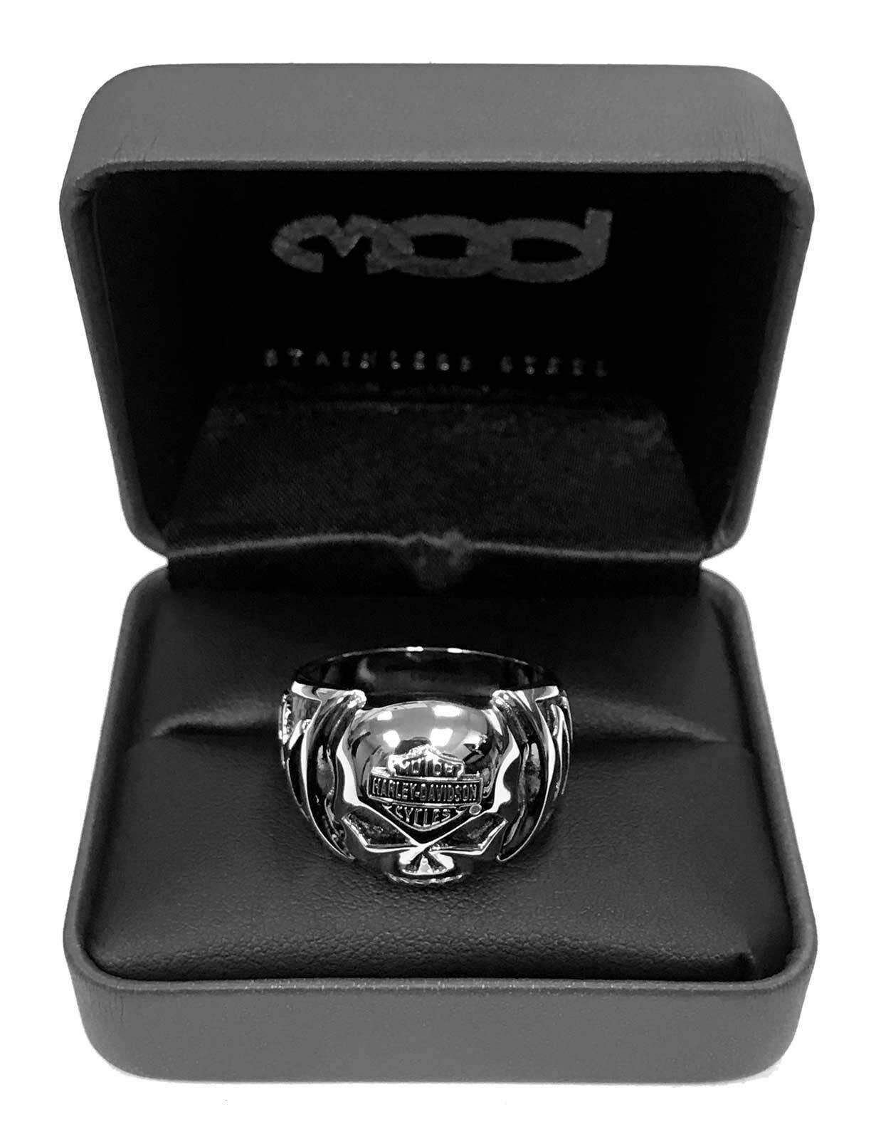 HARLEY-DAVIDSON MENS SKULL RING STAINLESS STEEL