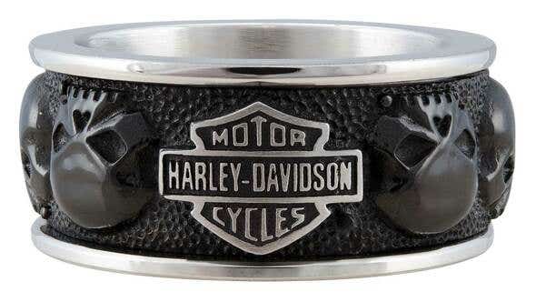 HARLEY-DAVIDSON MENS MULTI SKULL SPINNING BAND RING