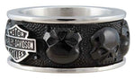 HARLEY-DAVIDSON MENS MULTI SKULL SPINNING BAND RING