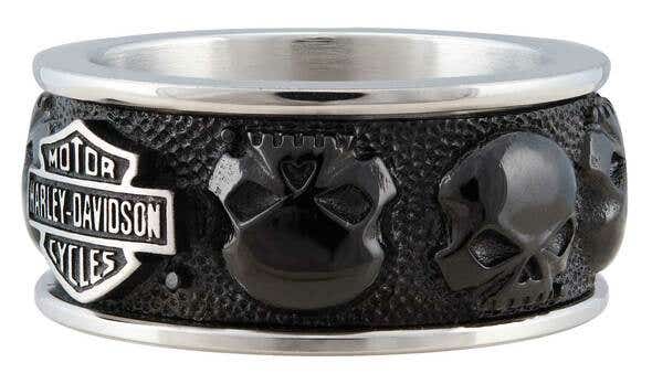 HARLEY-DAVIDSON MENS MULTI SKULL SPINNING BAND RING