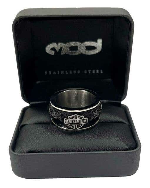HARLEY-DAVIDSON MENS MULTI SKULL SPINNING BAND RING
