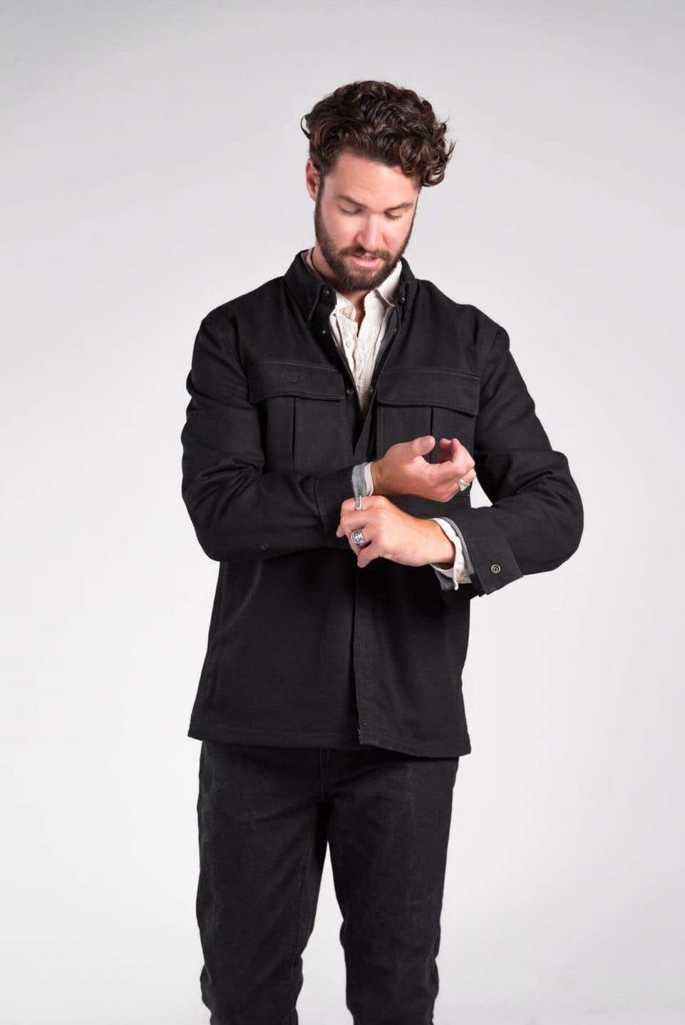 MERLA MOTO MENS BROOKLYN REINFORCED DENIM MOTORCYCLE SHIRT