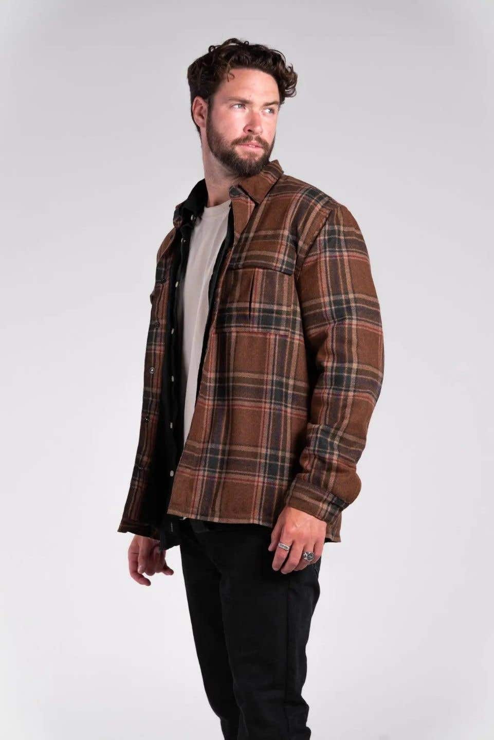 MERLA MOTO MENS DENVER CHECKED WOOL MOTORCYCLE JACKET (ABRASION RESISTANT)