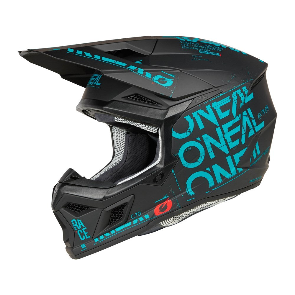 ONEAL 3SRS HELM STATIC V.25 - MATTE BLK/TEAL (MD) [ONC01] #
